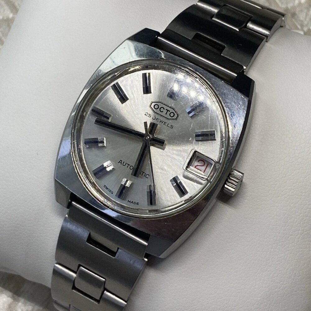 Vintage Octo Swiss Automatic Watch 25 Jewels Incabloc Date